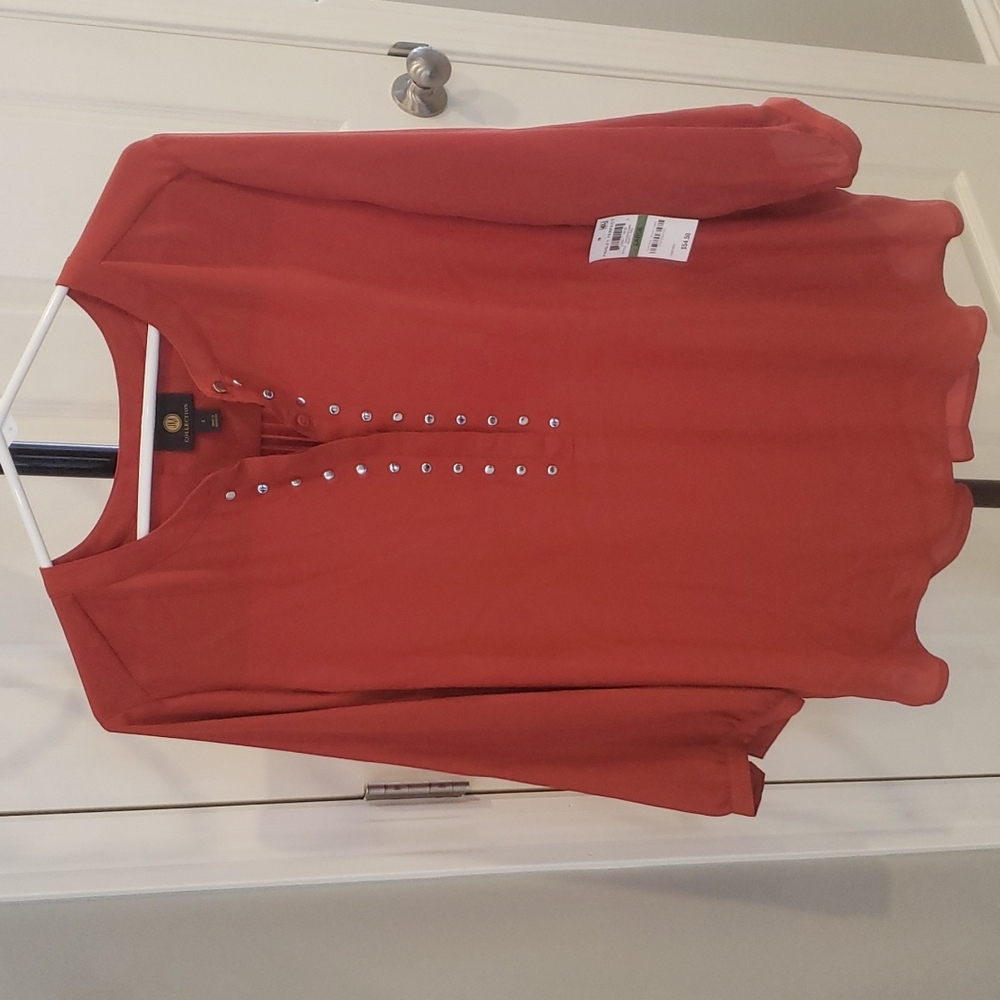 Womens tunic, orange, size L, 3/4 sleeves, NWT